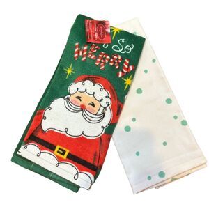 St Nicholas Square "Oh So MERRY" Kitchen Towel Set 15x26 Inches